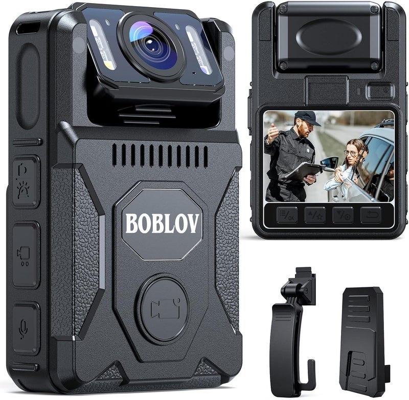 BOBLOV M7 256G Body Camera with 180 Rotatable Lens, 4000mAh Battery with GPS Body Cam, Last 14 Hours Video Recording, Police Body Worn Cam for Daily Shooting, Patrol, Police (256GB) - Image 1